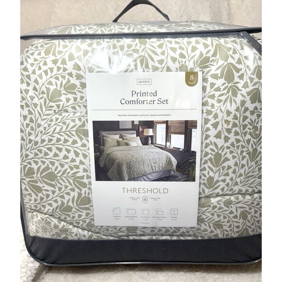 8pc Queen Floral Comforter Set Green - Threshold - Picture 5 of 5